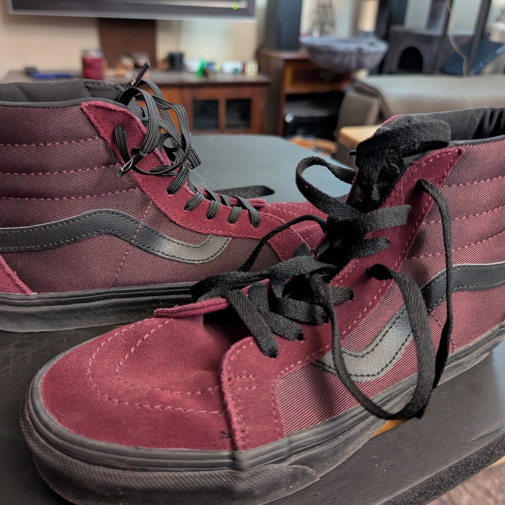 Vans Sk8-Hi Reissue Metallic Twill Port Royale Red Size 7.5 Mens/9 Womens/40 EUR